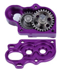 Low Center Of Gravity 1X10 RC Transmission Gearbox With Metal Gears, Sealed Dustproof Case for 1X10 Scale RC Cars, purple metal housing