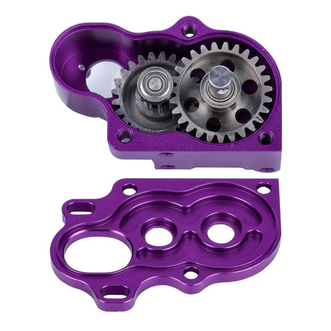 Low Center Of Gravity 1X10 RC Transmission Gearbox With Metal Gears, Sealed Dustproof Case for 1X10 Scale RC Cars, purple metal housing