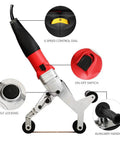 Pro Grade Stainless Steel Pipe Belt Sander Polisher with 110V 800W power, featuring auxiliary handle and speed control dial