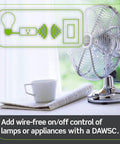 Decora Smart Plug 2nd Gen WiFi Works With Matter Voice Assistant Compatible With Alexa Google Assistant Apple Home Siri No Hub Needed 120V Plug In For Lamps Electronics And Small Appliances displayed next to a fan and coffee cup.