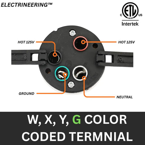 Beefy Heavy Duty Twist Lock Connector 50A 125 250V 3 Pole 4 Wire California Style CS6364C SS2-50R female plug, color-coded terminals