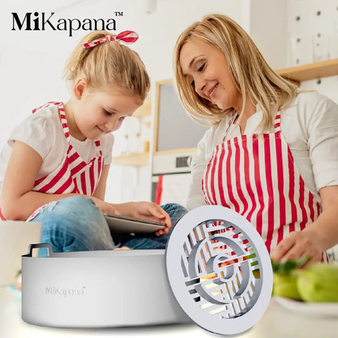 Mother and child with Sturdy Silicone Air Fryer Liners For 5 To 8 Qt Baskets in kitchen setting