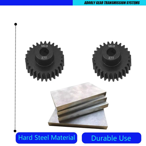 Two Pack Hard Steel Pinion Gears 27T 32P 0.8M 5mm Shaft CNC Machined Upgrade For UDR RC Car 5647 Replacement Parts