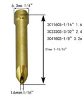 Long Wedge TIG Collets Kit For 3C332GS Torch 3/32 Inch 2.4mm Orifice, detailed view with dimensions on diagram.