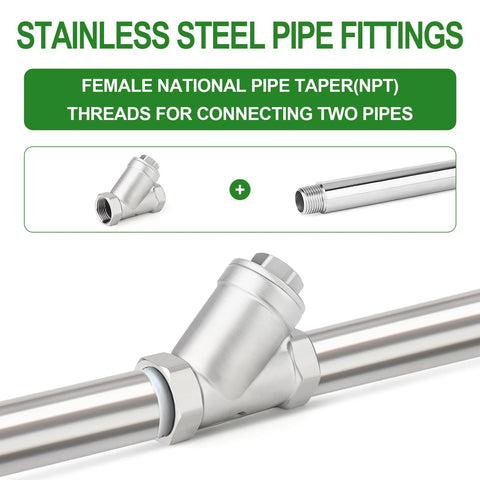 304 stainless steel 1/4-in NPT female WYE check valve installed on stainless pipe