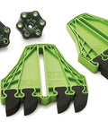 Two green BOW FencePRO FP4 featherboards for table saws with EVA feather blocks and mounting hardware (pack of 2)