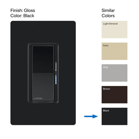 Diva Style Smart Dimmer Switch With No Neutral Required For Easy Glow Up On Any Circuit Syncs Flawlessly With Alexa Google And Siri Requires Smart Hub For Full Control Of Your Cozy Illumination Setup in black gloss finish.