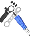 Super Cool Electric Rivet Gun Kit With Pro Aluminum Conversion Head And Ergonomic Grip Makes Fast Work Of Metal Auto And Furniture Assembly Jobs In Style; blue drill adapter set