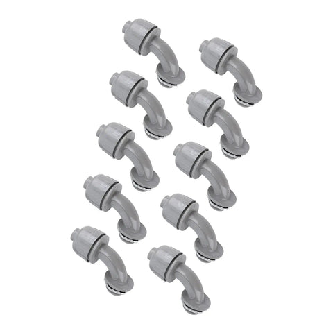 10 Pack Tough 1 Inch NPT Liquid Tight Flex Conduit Connectors 90 Degree Elbow Non Metallic Electrical Cord Grip Adapters