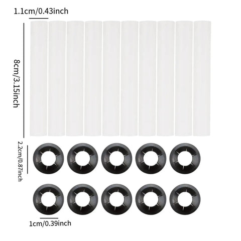 Garage Door Hinge Quiet Roller Sleeves And Shaft Gaskets Kit for Smooth Tracks, 80mm sleeves, 22mm OD, 10-pack shown