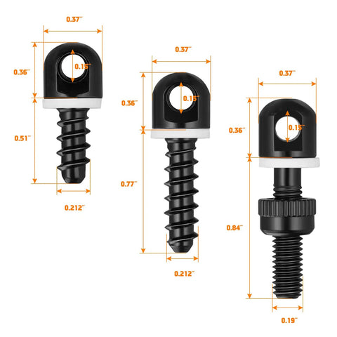 Built Tough 6 Piece Sling Swivel Studs Set With Wood Screw Mount Kit Including 1/2 3/4 And 7/8 Inch Sizes for rifle shotgun.