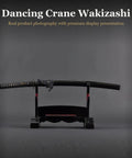 Collectors Wakizashi You Can Brag About 1060 Carbon Steel Hand Forged Full Tang Short Sword With Dancing Crane Iron Tsuba