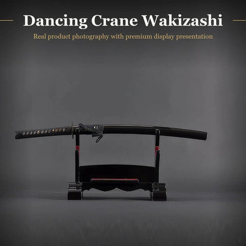 Collectors Wakizashi You Can Brag About 1060 Carbon Steel Hand Forged Full Tang Short Sword With Dancing Crane Iron Tsuba