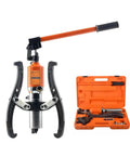 Badass Hydraulic Gear Puller And Bearing Hub Separator With Interchangeable Two Or Three Jaws 360 Degree Rotating Pump Head Solid Steel Build for extracting hubs.