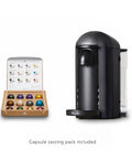 Vertuo Plus Single Serve Coffee And Espresso Maker With Aeroccino Milk Frother Ink Black One Touch Brew next to capsule pack