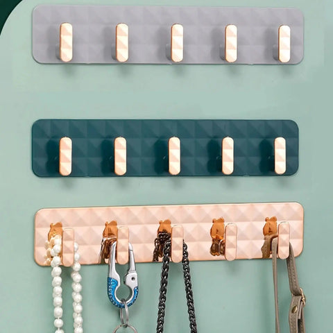 Heavy Duty No Drill Wall Coat Hooks Frosted Nordic Look in three colors with accessories hanging firmly on sturdy holders.