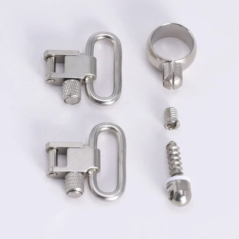 1 Inch Quick Detach Sling Swivels and Split Band Magazine Tube Adapter Kit For 0.645 To 0.660 Inch Tubes, Silver Color