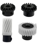 4 Piece Hook Drive Gear Set For Sewing Machines, Plastic Drive Shaft Gear Kit Including 174491 Large Feed Shaft Gear, 174488 Long Feed Drive Gear, 163997 Hook Drive Gear, And 163328 Hook Gear displayed