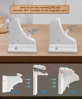 Diagram showing Invisible Magnetic Cabinet Locks For Child Safety, 20 Pack With 4 Keys, installation process with two modes.