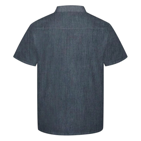 Men's Short Sleeve Chef Jacket Gray Breathable Kitchen Work Uniform Durable Restaurant Coat Sweat Wicking Culinary Staff Apparel Built Tough For The Daily Grind - Back view showing short sleeves.