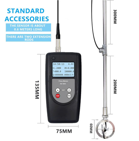 Portable Velocity Flow Meter For Water Testing, Easy To Use Flow Gauge Ranging From 0.01 To 5.00 Meters Per Second, Rugged Tester