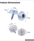 Clear Rubber Screw Covers Set Of 100 With Metal Screws showing dimensions and low profile floor protectors