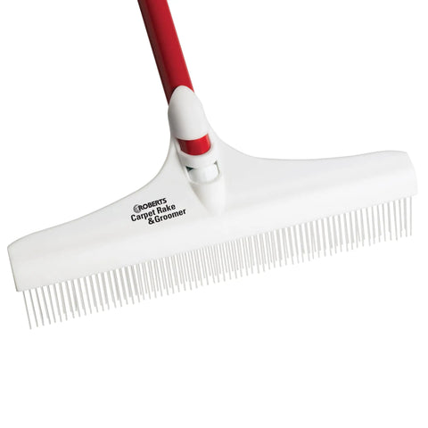 12 Inch Carpet Rake And Groomer With 51 Inch Reach Handle For Deep Clean Loosens Embedded Soil And Hair From Cut Pile Carpets Before Vacuuming