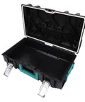 No Sweat Stackable Toolbox With Secure Latch And Custom Gear Sorting Tray Setup open showing interior space for organizing tools.