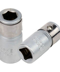 Hex Shank Socket Bit Adapter Set From One Quarter Inch Square Drive To One Quarter Inch Hex 2 Pack Chrome Vanadium Steel