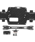 Black Carbon Fiber RC Car Chassis For WLtoys K969 K979 K989 K999 P929 P939 Lightweight Yet Ultra Strong One Twenty Eighth Scale Replacement Part With Screws And Nuts Durable DIY RC Chassis Set For Speed Demons, showing included screws and nuts
