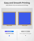 Comparison of adhesion in blue 3D prints on Elegoo and other surface plates with no shrink or warp vs failed adherence