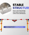 Close-up of the heavy-duty hinge design on the Heavy Duty Portable Welding Table And Folding Scaffolding Platform With Four Smooth Rollers.