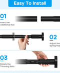 Tension Curtain Rod Black Extra Long 40 To 166 Inch Adjustable No Drilling One Click Extend Heavy Duty Stainless Steel