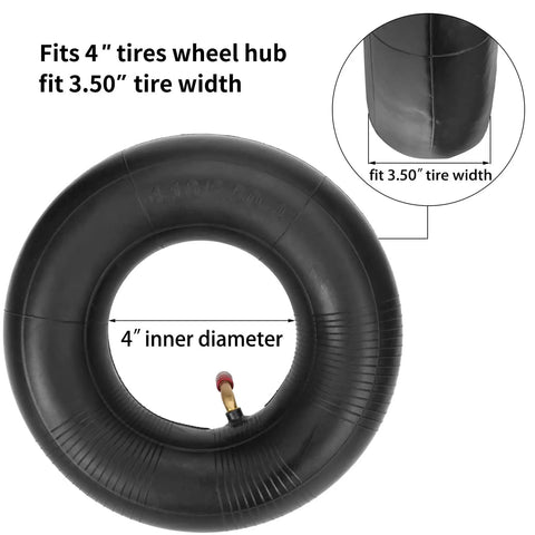 4 Pack 4.10/3.50-4 Inner Tubes With TR87 Bent Valve Stem 10 Inch Heavy Duty Replacement For Lawn Mowers Fit 4 inch Tires
