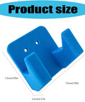 Blue plastic Dual Hammer Holder Wall Mount Set for Garage and Workshop, Heavy Duty Storage Rack with Two Screw Hole Brackets shown with dimensions.