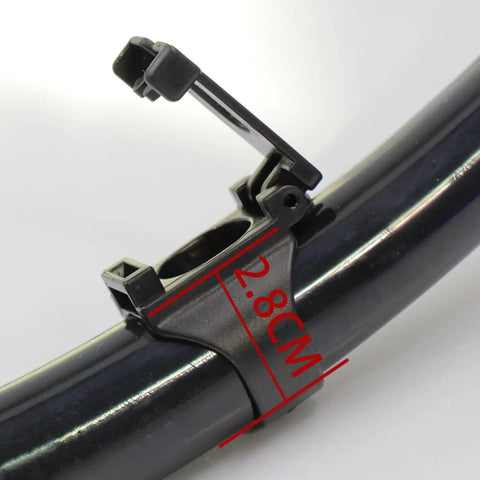 Black Universal 27mm Snorkel Clip And Holder Set For Scuba Diving Durable Plastic Snorkel Retainer attached to snorkel tube