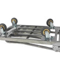 Heavy Duty Foldable Platform Hand Truck With 304 Stainless Steel Frame For Heavy Lifting At The Warehouse Or Garage, Portable Dolly Cart That Rolls Smooth, Rust Proof Scratch Resistant, Space Saving Design, Durable Load Capacity, folded underside view