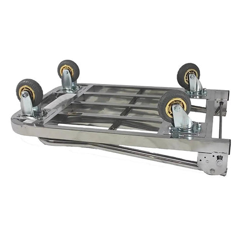 Heavy Duty Foldable Platform Hand Truck With 304 Stainless Steel Frame For Heavy Lifting At The Warehouse Or Garage, Portable Dolly Cart That Rolls Smooth, Rust Proof Scratch Resistant, Space Saving Design, Durable Load Capacity, folded underside view