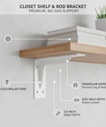 Sturdy Cold Rolled Steel Closet Shelf Bracket With Triangular Support For Floating Desks And Rods 2 Inch Depth 1 Pack shown installed
