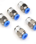 Pro Grade One Quarter Inch NPT Push To Connect Air Fittings For Six Millimeter Tube Outer Diameter Quick Connect Pneumatic Couplings Five Pack