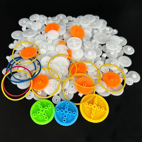 225 Piece Plastic Gear Set Kit For DIY Projects Built For Hobbyists And Makers Including Single Gear Double Reduction Gear