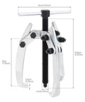 Heavy Duty Three Jaw Gear Puller Tool For Auto And Mechanical Work, Adjustable Ten To Eighty Millimeter Jaw Spread, side view