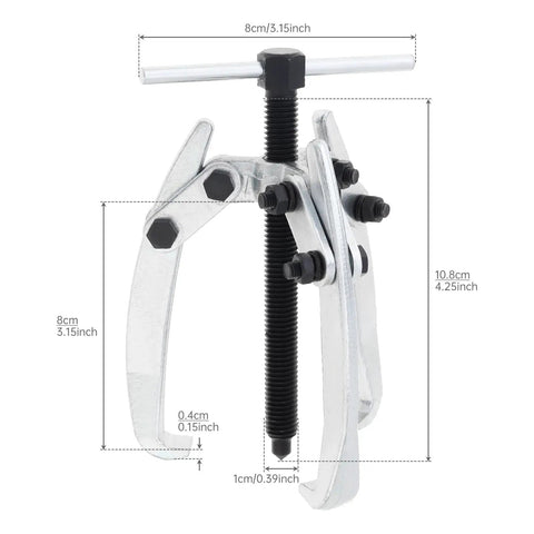 Heavy Duty Three Jaw Gear Puller Tool For Auto And Mechanical Work, Adjustable Ten To Eighty Millimeter Jaw Spread, side view
