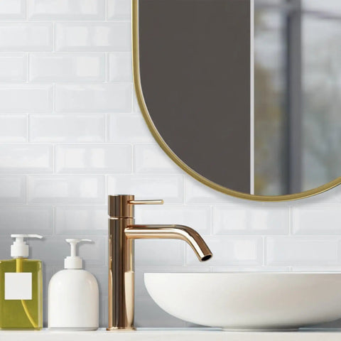 Super Easy Peel And Stick Glossy White Subway Tile Stickers That Are Heat And Water Resistant Perfect For A Killer Kitchen Backsplash Makeover Or Bathroom Walls Eco Friendly Design That Never Turns Yellow Over Time