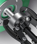 Close-up of Grease Monkey Approved Hydraulic Gear Puller Forged Carbon Steel Two Jaws Bearing Extractor Tool in use.