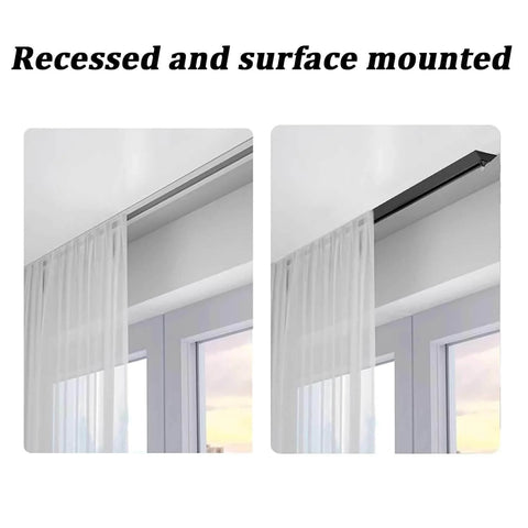 Hidden Ceiling Curtain Track System for Recessed Installations With Aluminum Alloy Rail And Smooth Pulley No Light Leakage Heavy Curtain Support