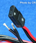 Close-up of Heavy Duty 12 Gauge 3 Pin Power Cord For CB And Ham Radios 6 Foot Black Cable With Positive And Negative Fused Leads