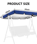 Replacement Navy Blue Swing Canopy for 2/3 Seater Outdoor Patio Swing Chair Waterproof Top Cover 65x45x5.9 Inches on frame