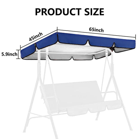 Replacement Navy Blue Swing Canopy for 2/3 Seater Outdoor Patio Swing Chair Waterproof Top Cover 65x45x5.9 Inches on frame
