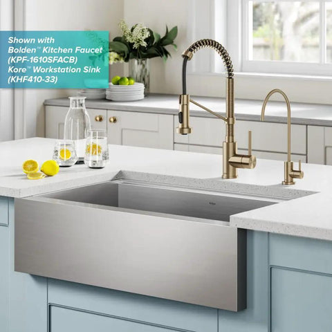 Hella Durable Standalone Kitchen Water Filter Faucet In 100 Percent Lead Free Brass With A Slick Spot Free Antique Champagne Bronze Finish for easy drinking water access.